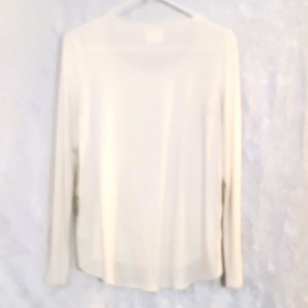 Delatta Anthropologie Bird Print Burnout Velvet Top XS Cream Botanical Long Slee - Picture 6 of 8